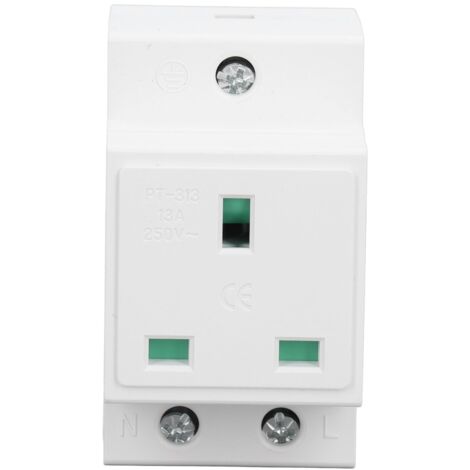 Prise de Courant Alternatif Fiable sur Rail DIN, pour Panneau de Distribution, Prise de Courant en Nylon Ignifuge pour une Installation Facile (Royaume-Uni AC250V 13A) (1/5)