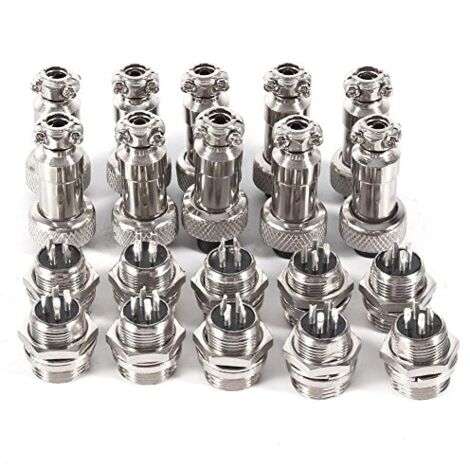 GX12 Lot de 10 Connecteurs D'alimentation D'aviation 4 Broches 12 Mm Prise D'aviation Mâle + Femelle Connecteur de Prise en Métal Plaqué Zinc 300 V 5 A (1/5)