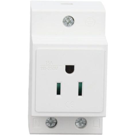 Prise de Courant Alternatif Fiable sur Rail DIN, pour Panneau de Distribution, Prise de Courant en Nylon Ignifuge pour une Installation Facile (États-Unis AC110‑250 V 15 A) (1/5)