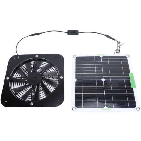 Ventilateur d'extraction solaire 100W, panneau de Ventilation de 13.5 pouces, alimenté pour chien, poulailler, serre, camping-car (1/5)