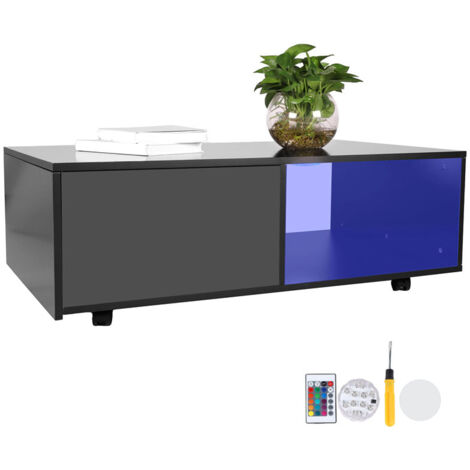 Table Basse LED Moderne, Table Basse carrée avec télécommande, , Charge 50kg, 95x55x33.5 cm (1/5)