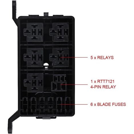 Rosvola Porte relais à Fusible Bloc boîte de Support de Relais à Fusible 6 Voies