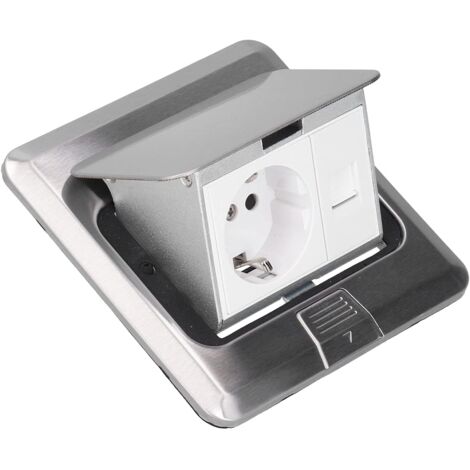 Rosvola Boîtier de Prise au Sol Intégré étanche en Acier Inoxydable Prise de Sol 2 Voies AC 250 V 10A (1/5)