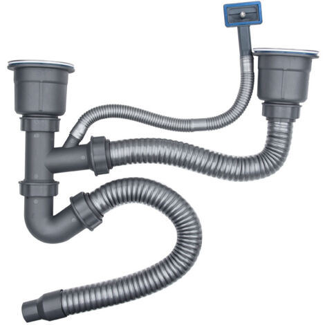 Ej.Life – Tuyau flexible PVC pour évier – Anti-odeurs – Installation rapide – Double évacuation 50mm – Matériaux durables PP et acier inoxydable