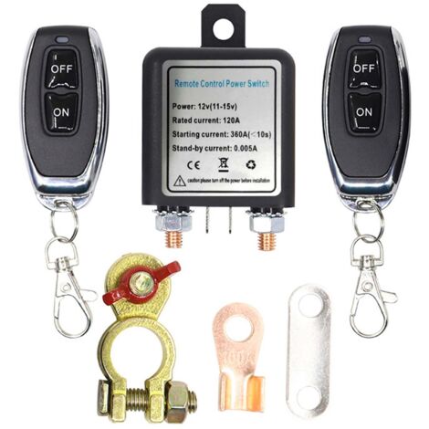 Ej.Life – Coupe-circuit batterie 12V à télécommande sans fil – Interrupteur relais 120A – Protection batterie voiture avec 2 télécommandes – Installation facile (1/5)