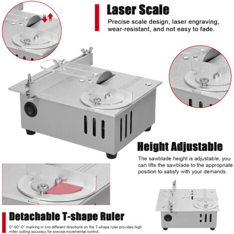 Mini Scie à Onglet 220V 9000 Tr/min - Scie Circulaire Table Réglable 0-45° Pour Bois Et Métal - Compacte Et Puissante