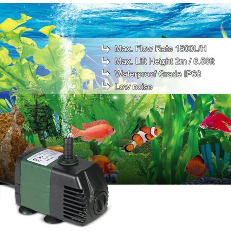 SOUSLOW Pompe à Eau Submersible 15W 1000L/H - Pour Aquarium, Fontaine, Étang Et Hydroponie