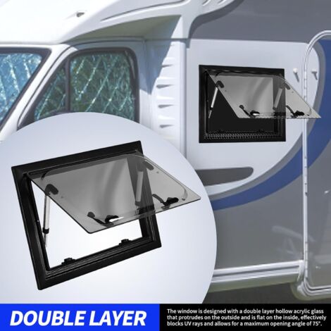 Fenêtre Camping-car 500x350mm - Basculante Avec Moustiquaire Et Store - Verre Trempé - Pour Van Et Caravane