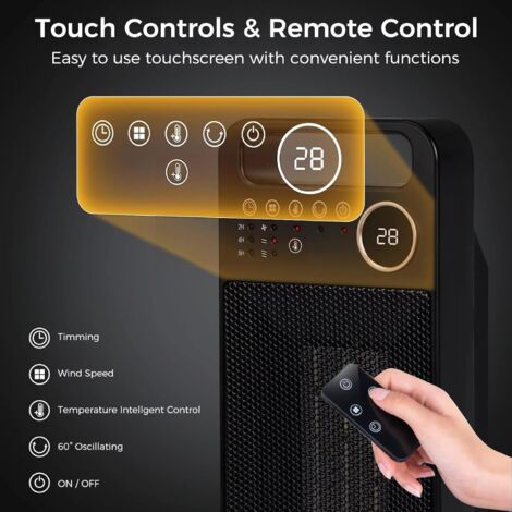 Radiateur électrique 2000W Homcom Avec Télécommande - Convection, Affichage LED, Arrêt Automatique