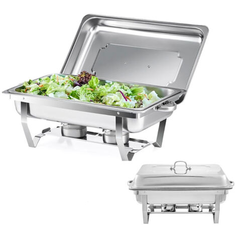 Chafing Dish 9L Buffets Chauffants en Acier Inoxydable avec Porte-Combustible pour Maison Restaurants Fêtes Mariages Pique-Niques