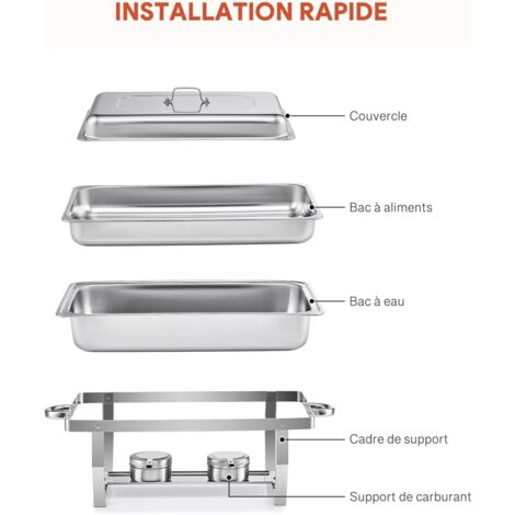 Lot De 2x9l Réchaud Dish Nourriture Chafing Dish Acier Inoxydable Refroidissant | FR