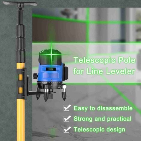 Tige Télescopique de Niveau Laser 104-400 cm Réglable Hauteur Perche Télescopique Extensible du Sol au Plafond
