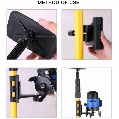 Tige Télescopique de Niveau Laser 104-400 cm Réglable Hauteur Perche Télescopique Extensible du Sol au Plafond