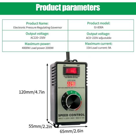 Régulateur Tension AC 4000W 220V - Variateur Vitesse Et Température - Pour Moteurs, Lampes, Chauffages