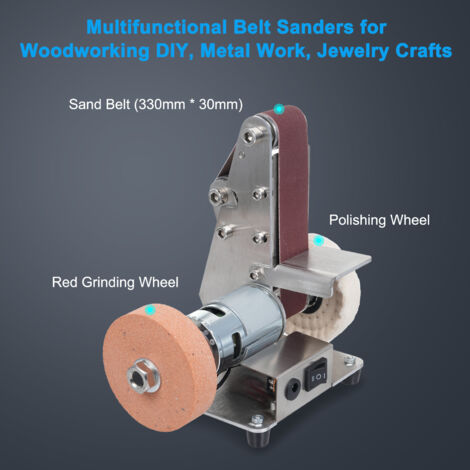Ponceuse à Bande Mini Avec Meule - 15° D'angle - 7 Vitesses Réglables (4000-9000 Tr/min) - Rotation Avant/arrière - Pour Affûtage, Bois, Métal