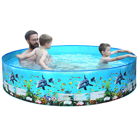 Piscine d'été pour enfants - Sans gonflage - Piscine d'eau pour enfants - Piscine pour chien - Piscine pour l'extérieur - Non gonflable - 183 x 25 cm