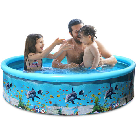 Piscine d'été pour enfants sans gonflage - Piscine d'eau pour enfants - Piscine pour chien - Piscine pour l'extérieur - 155 x 30 cm (1/5)