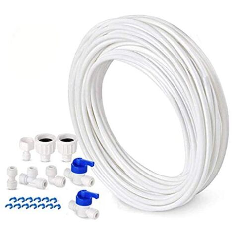 Ej.Life – Tuyau d'alimentation en eau 10 m PE-LD – Kit de connexion réfrigérateur double porte – 6,3 mm – Résistant au vieillissement et à la rouille (1/5)
