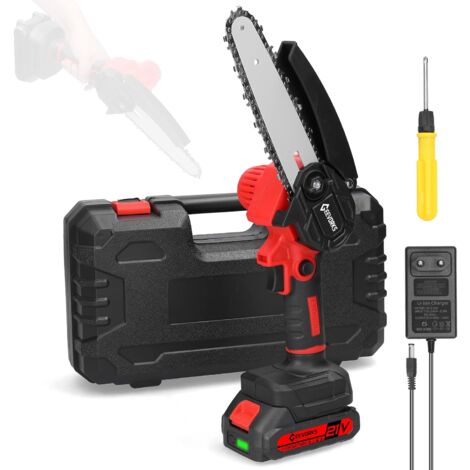 EJ.Life Mini Tronconneuse a Batterie, Tronconneuse Electrique Sans Fil de 6 Pouces 1300mAh avec Elagueuse Batterie pour l'élagage le Jardin Projets DIY