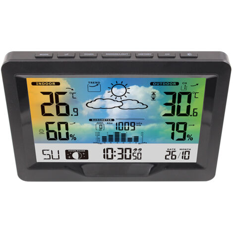 Station Météo WS9168 – Thermomètre Intérieur/extérieur Rond, Design élégant, écran LCD Lisible