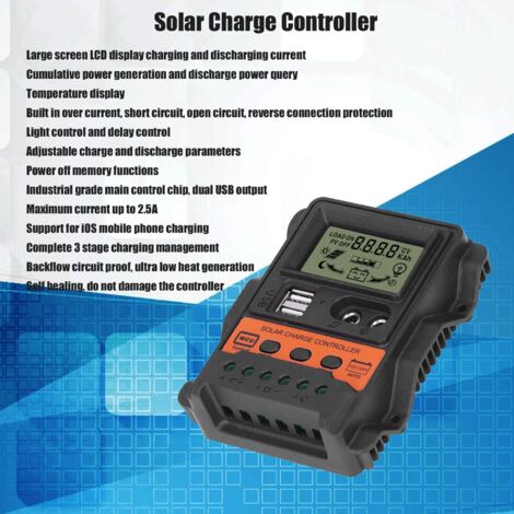 Solaire 50a Régulateur Solaire SolaMr 50A - 12V/24V Auto, Écran LCD, Double USB 2.5A, Protection Multiple - Pour Panneaux Solaires énergie Solaire