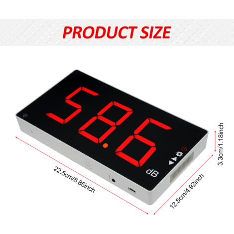 Sonomètre Numérique Avec écran LCD - Mesure Bruit 30-130 DB, Alarme, Plage Fréquences 31.5Hz-8.5kHz, Alimentation USB-C