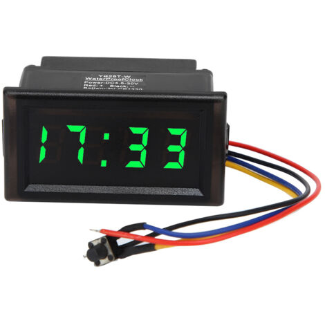 Senyar horloge numérique de voiture, DC4.5-30V étanche voiture antipoussière horloge électronique automatique LED affichage numérique(vert)