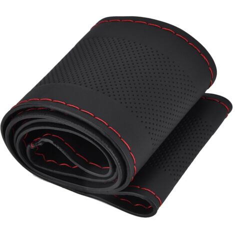 1 Paire Housse Volant Voiture Fibre Carbone Rouge - Protecteur Antidérapant Universel 38cm