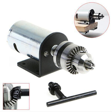 Tour à bois 12-36 V CC avec moteur 555, mandrin de perceuse miniature et support de montage - Kit d'outils pour bricoleurs