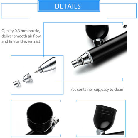 Joyeee aerographe, portatif rechargeable Haute précision Double Action compresseur réglable pour modélisme, gâteau, créations Artisanales, Tatouage, Maquillage, Peinture et manucure, Le noir Joyeee aerographe, portatif rechargeable Haute précision Double Action compresseur réglable pour modélisme, gâteau, créations Artisanales, Tatouage, Maquillage, Peinture et manucure, Le noir