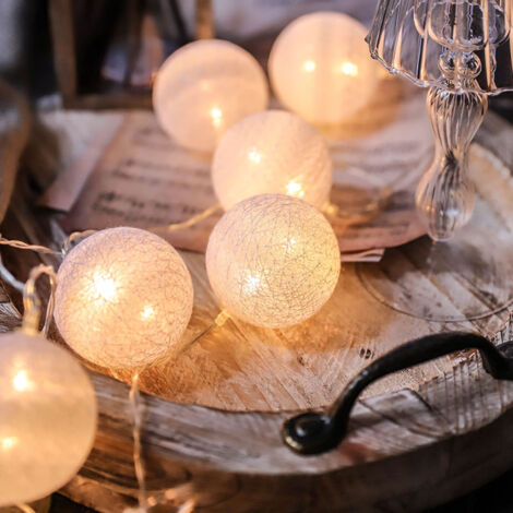 Lumières colorées LED boule en plastique noël nouvel an guirlande lumineuse clignotante pour la décoration blanc pur 2 mètres 10LED Type de batterie (1/5)