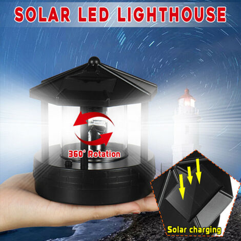 Phare Solaire Rotatif – Lampe De Maison à 360 Degrés Pour Cour, étanche IP65 Durable, Lampes De
