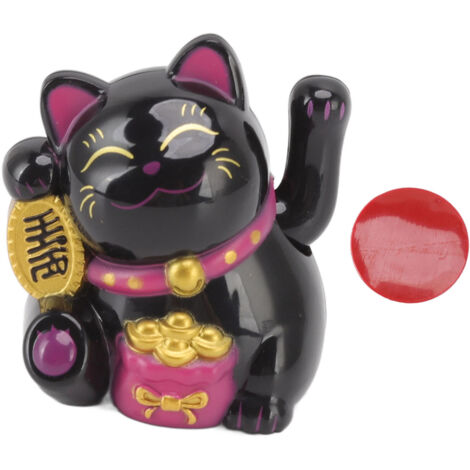 Chat Porte-bonheur Voiture Chat Porte-Bonheur Agitant Le Bras Solaire - Maneki Neko Feng Shui Or, Décoration Chance & Richesse Avec Lumière