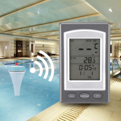 Thermomètre Piscine Numérique Sans Fil WIYETY – Flottant + Moniteur Intérieur – Portée 60 M – Piscine, Spa, Aquarium, Étang – Précision ±1°C