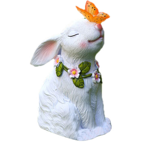 Statues de jardin solaire - OMABETA - Lapins avec papillons - Résine