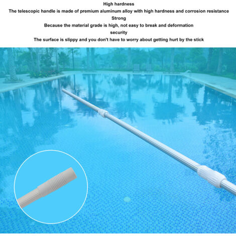 Bâton de piscine télescopique de 192 cm, 3 sections en alliage d'aluminium, poignée de nettoyage de piscine pour filets d'écumoire, têtes d'aspiration et brosses