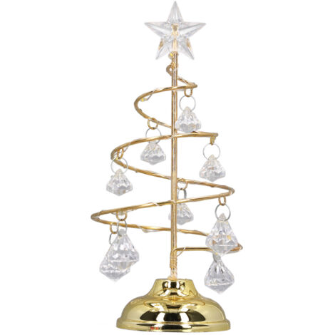 Lampe LED pour arbre de noël, petit cristal décoratif en fer, veilleuse, ornement pour cadeau, doré et chaud (1/5)