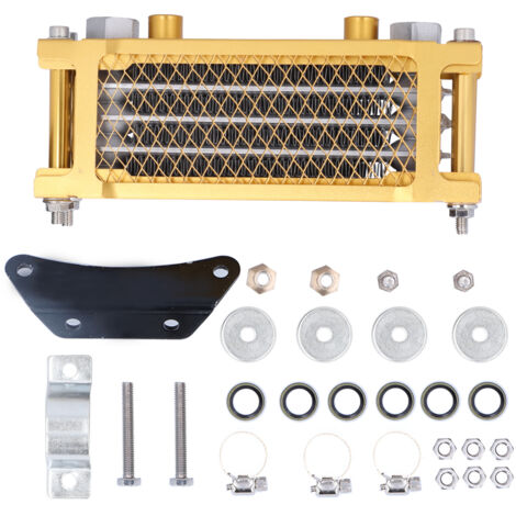 Kit de refroidisseur d'huile moteur universel radiateur doré avec accessoires de montage pour moto 125cc-250cc Dirt Pit Bike ATV.