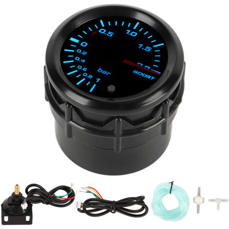 Kit de Jauge Turbo Boost, Jauge Turbo Boost 2 Pouces 52 Mm avec Capteur de Type Pointeur 7 Couleurs Rétroéclairage LED Universel pour Voitures Modifiées à Essence.