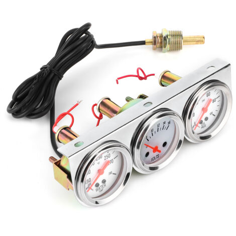 Jauge Voiture 3 En 1 - Température Eau, Pression Huile, Voltmetre 52mm - Kit Complet M10x1