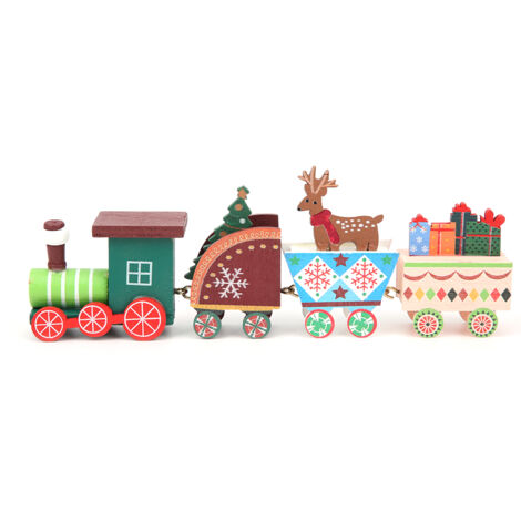 Mini Train de noël en bois pour enfants, jouet de décoration pour la maison, bricolage, ornement, couleur cadeau. (1/5)