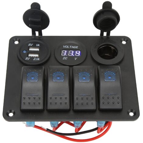 Shkalacar Panneau Interrupteur 6 Gangs Étanche 12-24V Avec Fusibles - Pour Bateau Voiture Camion RV