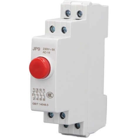 RASTKY DIN Rail Push Switch JP9 - AC230V, 2NO 2NC Configuration pour le Démarreur Magnétique et le Contacteur, Conception Compacte pour un Contrôle électrique Efficace dans les Boîtes de (rouge).