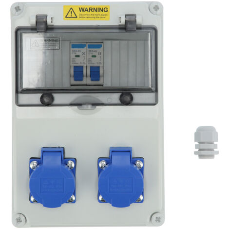 Répartiteur mural 2 positions, 16 A 220-250 V Coffret de Chantier Monophasé Répartiteur de Courant Mural Distribuidor de corriente portátil IP65.