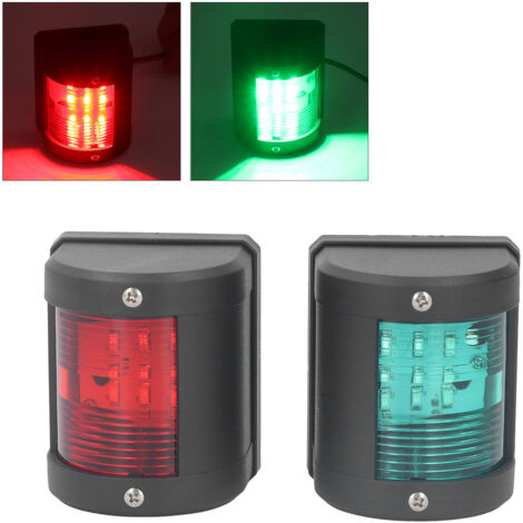 Feu de Navigation LED PC Tribord Vert Port Rouge 112.5 ° 2NM Feu de Bateau Marin 12V 24VDC 2 Pièces, pour Feux de Proue et de Poupe