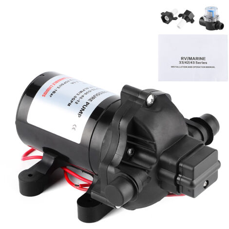 EBTOOLS Pompe à diaphragme, pompe à eau à membrane électrique 12V 3.0GPM 45PSI pompes à eau de moteur de voiture à haute pression auto-amorçantes pour bateau marin RV.