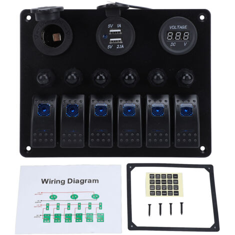 12V 24V 8 Gang voiture bateau LED panneau de commande de commutateur à bascule double USB