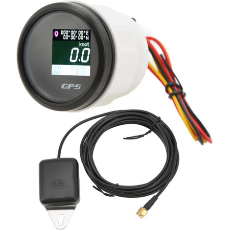 Compteur de Vitesse GPS DC 9-32V MPH Tachymètre LCD Affichage Haute Précision pour Bateaux Yachts Moteurs Hors-bord (Cadran noir Couvercle noir).