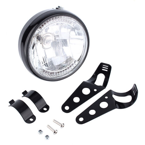 Qiilu Universel Moto Moto Phare Clignotant Ampoule Moto Phares Ronds avec Support pour ATV Électrique Moto.