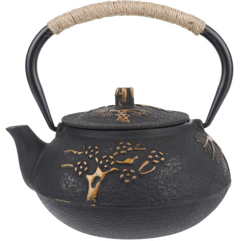 Theiere en Fonte Japonaise avec Résistant à la Chaleur Théière en Fonte, Japonaise avec Théière Résistant à la Corrosion Bouilloire de thé 0.9L Décoration de (1/5)